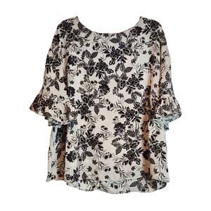 Sami & Jo Size 2X Blouse Black & White